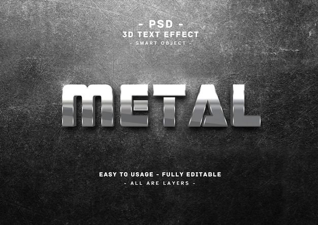 PSD 3d efekt metalowy styl tekstu