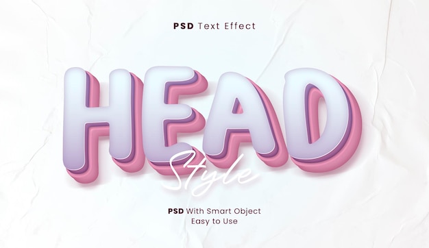 3d Efekt Tekstowy Głowy Z Różowym I Fioletowym Szablonem Kolorów