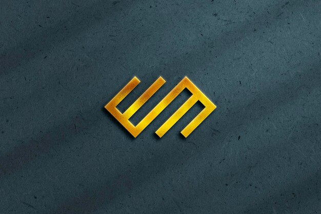 3d Efekt Złote Logo Makieta Na Teksturowanym Tle Z Cieniem