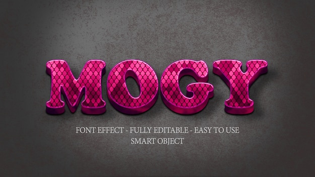 PSD 3d effect font purple snake skin texture