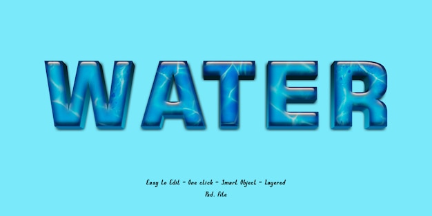 3d effect font with water texture