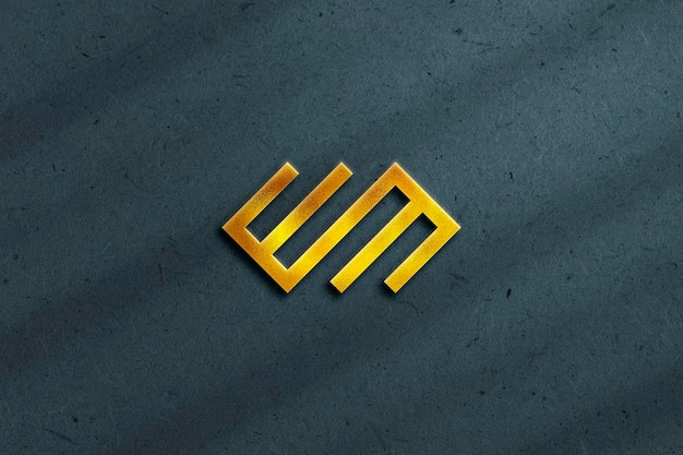 3D Effect Gold Logo Mockup on Textured Background with Shadow