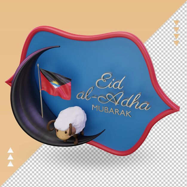 3d eid al adha antigua and barbuda flag rendering right view