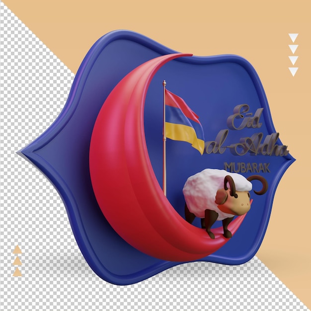 PSD 3d eid al adha bandiera dell'armenia che rende vista a sinistra
