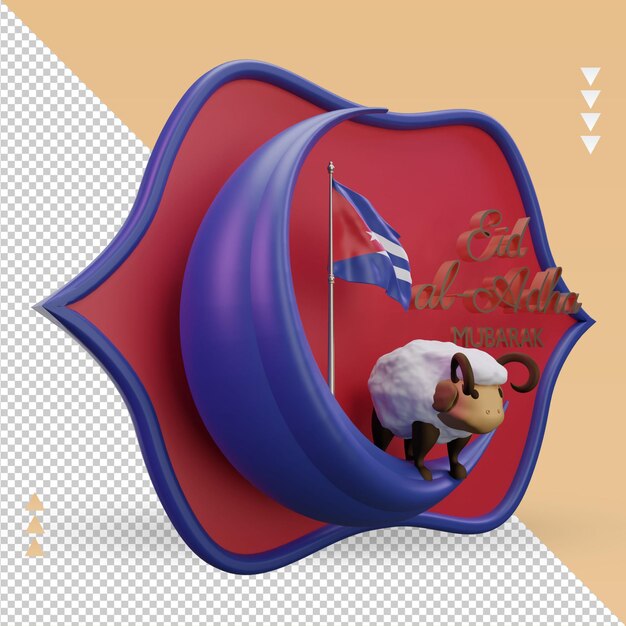 3d eid al adha cuba flag rendering left view