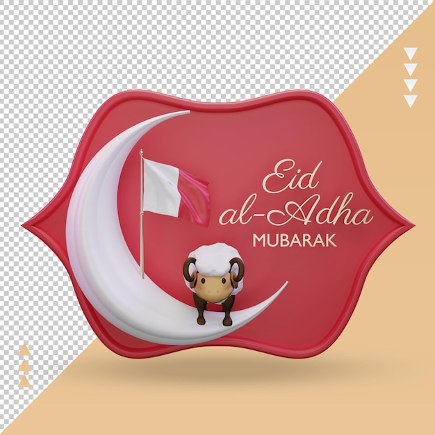 3d Eid Al Adha Flaga Malty Renderująca Widok Z Przodu