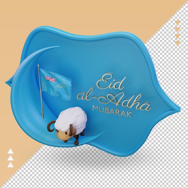 3d Eid Al Adha Flaga Tuvalu Renderująca Prawy Widok