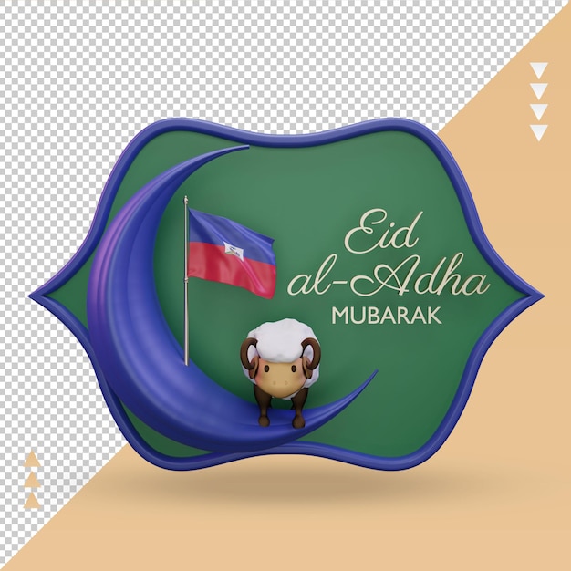 3d eid al adha haïti vlag rendering vooraanzicht