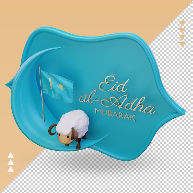 3d eid al adha bandiera del kazakistan che rende vista a destra