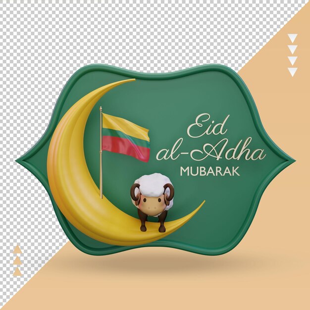 3d eid al adha lithuania flag rendering front view