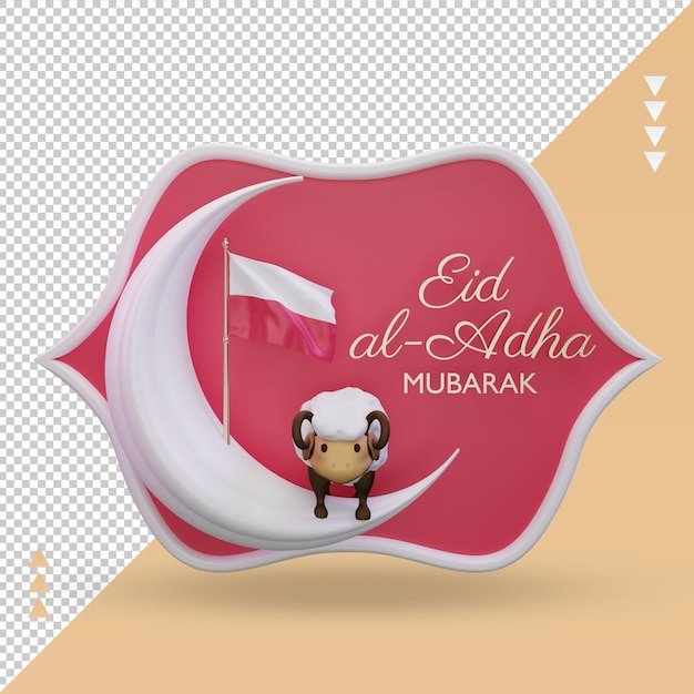 PSD 3d eid al adha 폴란드 국기 렌더링 전면 보기