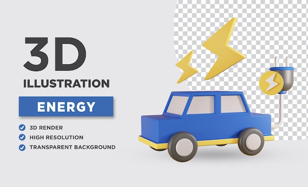 PSD 3d electric car illustration