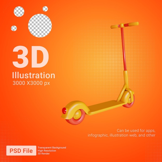 PSD vista posteriore dello scooter elettrico 3d