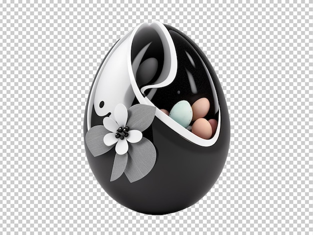 PSD uovo di pasqua in bianco e nero elegante 3d