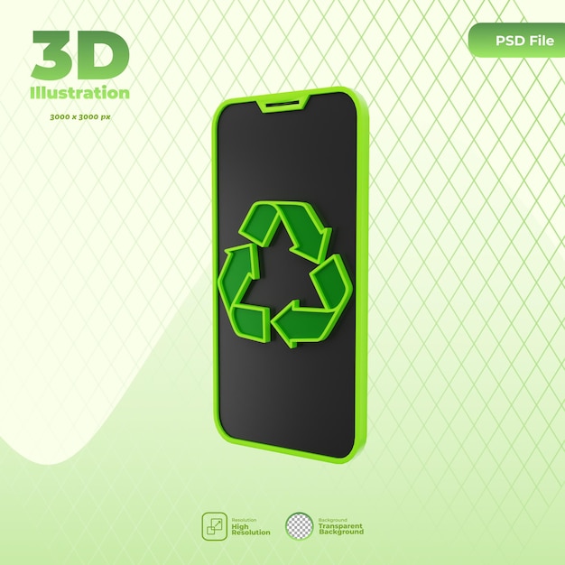 PSD 3d elektronica recycling pictogram illustratie