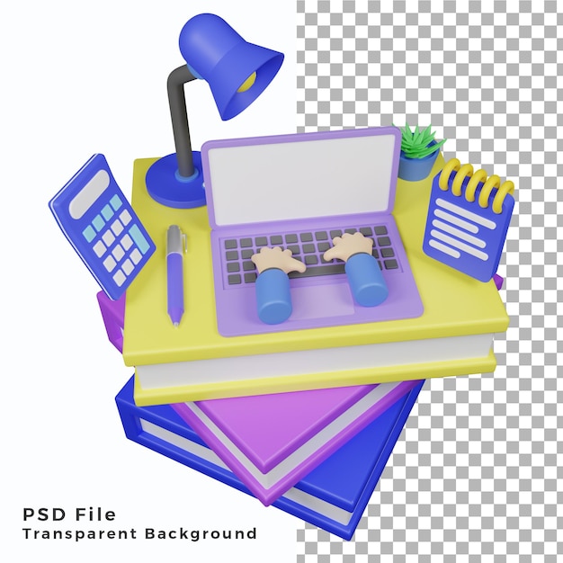 PSD 3d element ilustracji szkolnej lub biurowej wysokiej jakości