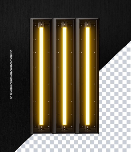 3D element render with neon lights for design composition on alpha background
