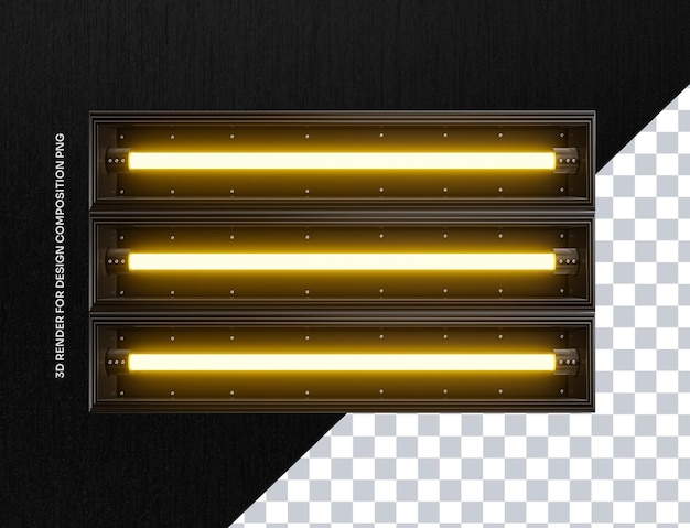 3D element render with neon lights for design composition on alpha background