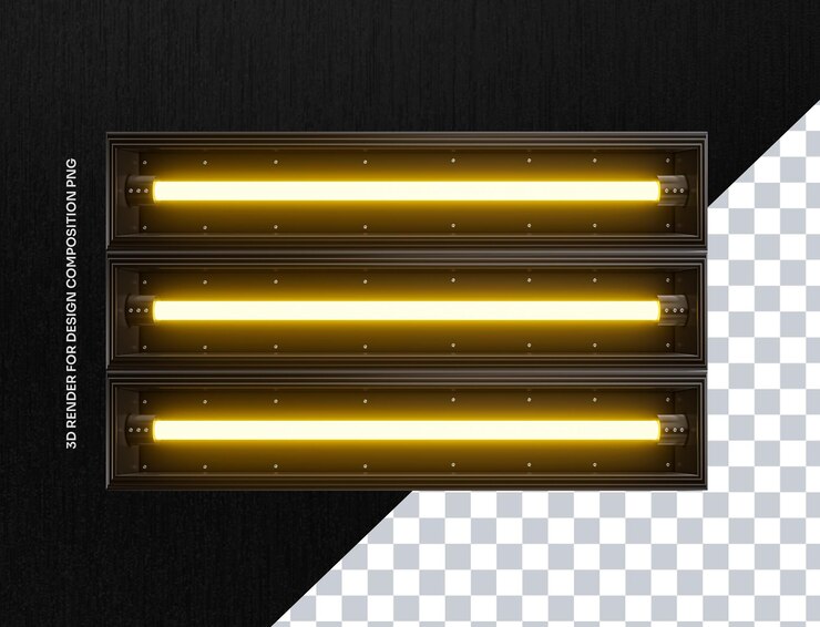 3D element render with neon lights for design composition on alpha background
