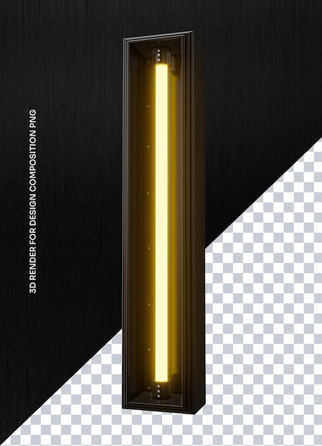 3D element render with neon lights for design composition on alpha background