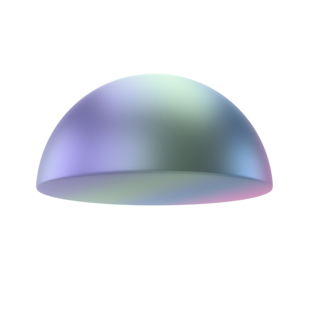 3d element semisphere metal geometric shape realistic glossy gradient template decorative design illustration minimalist bright semi sphere half circle volumed round mockup isolated transparent png