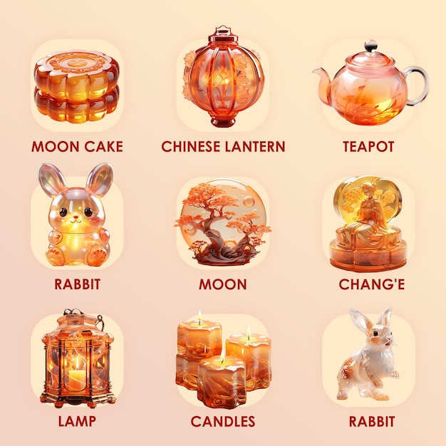 3d elements collection for mid autumn festival celebration