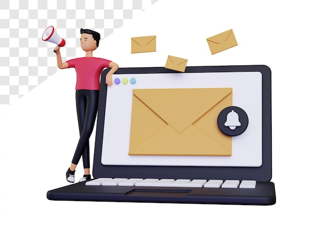 PSD 3d email campaign with laptop