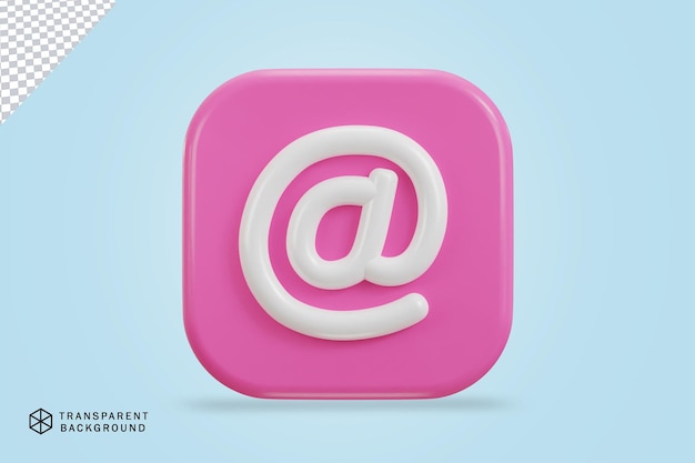 PSD 3d email icon on at the rate sign vector illustration