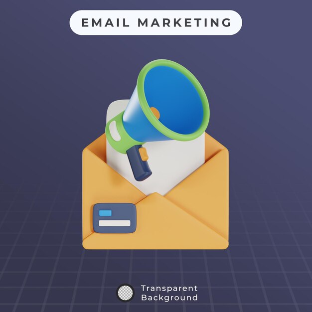 PSD illustrazione di email marketing 3d