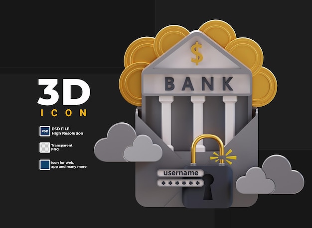 PSD 3d email mobile banking icon