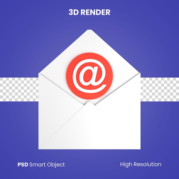 PSD 3d рендеринг электронной почты изолирован