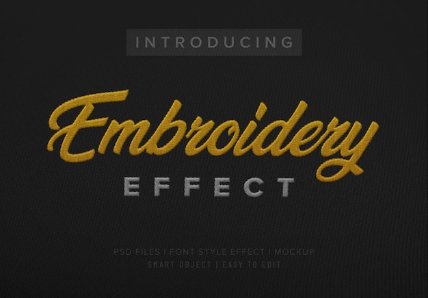 PSD 3d embroidery fabric font style effect template