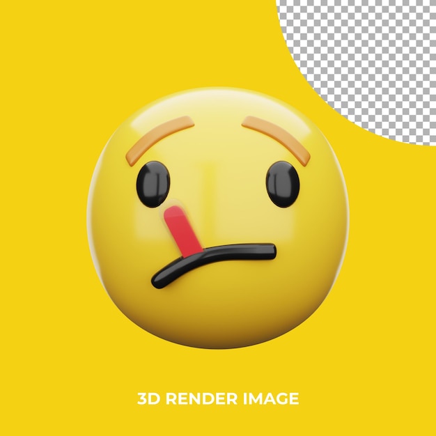 3d emoji Face with Thermometer