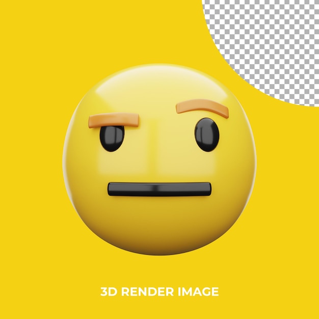 3d emoji gezicht met opgetrokken wenkbrauw