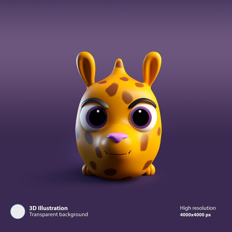 PSD 3d emoji оранжевый жираф животное