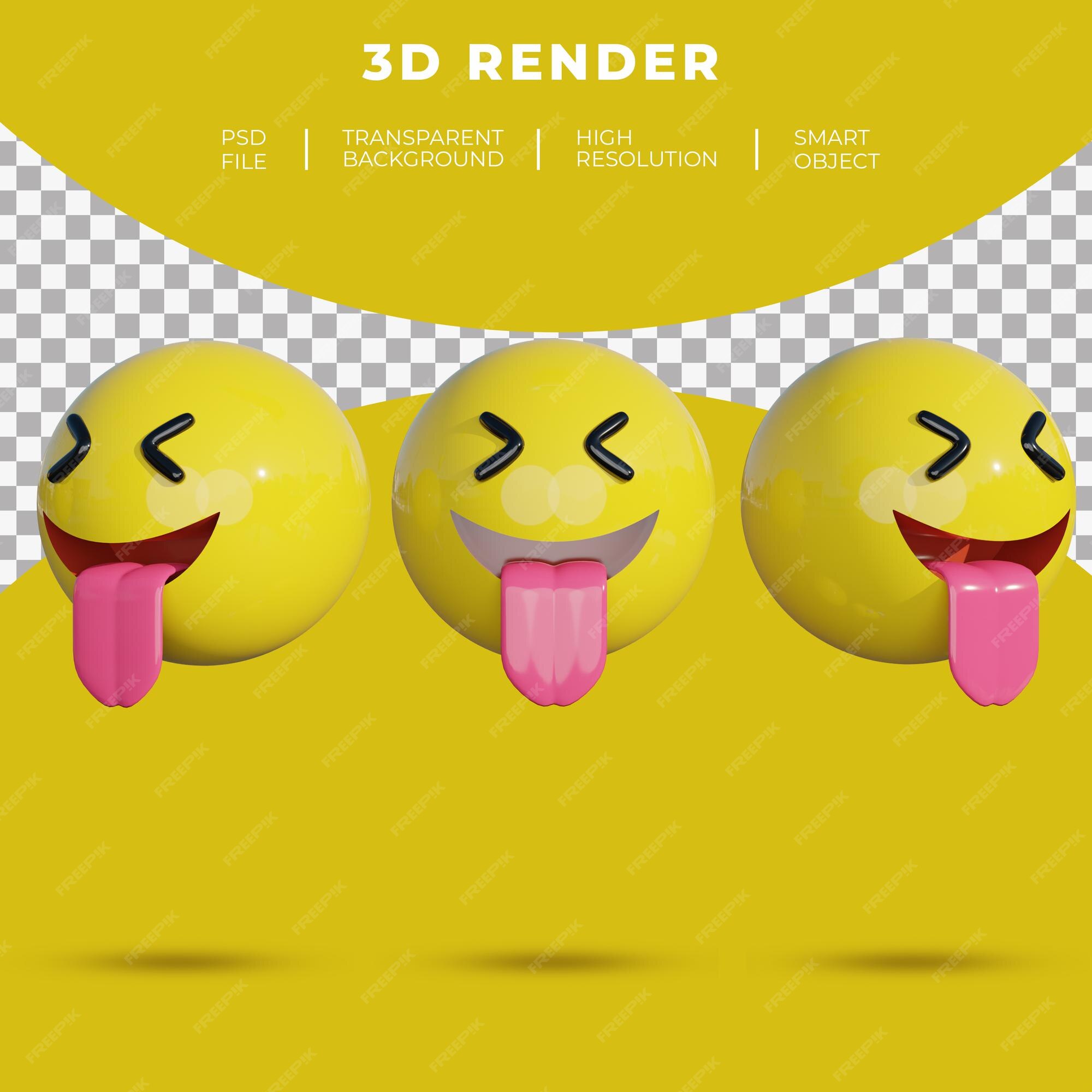 Premium PSD | 3d emoji social media face cheerful smile tongue rendering