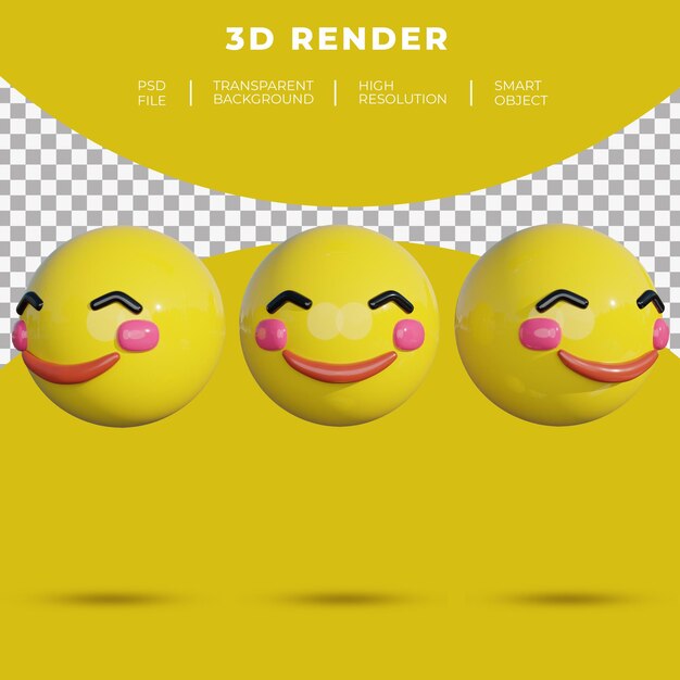 3d emoji sociale media worden geconfronteerd met vrolijke glimlachweergave