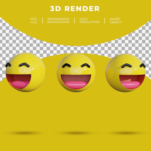 3d emoji sociale media worden geconfronteerd met vrolijke glimlachweergave