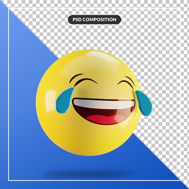 Emoji 3d con lacrime di gioia isolate per la composizione nei social media