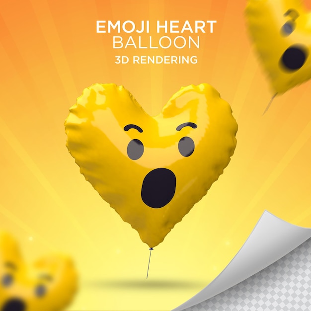 3d emoji wow met hart geïsoleerd voor samenstelling van sociale media premium psd