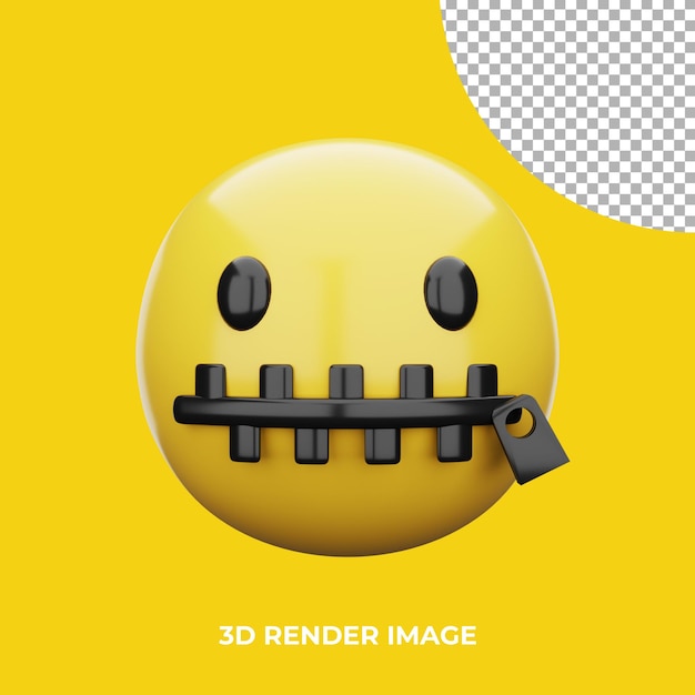 3d emoji cerniera bocca faccia