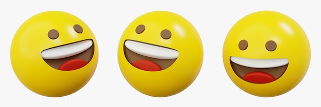 PSD 3d-emoticon of smiley glimlach gebaar gele bal emoji