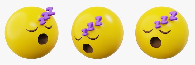 PSD 3d 이모티콘 또는 웃는 자 또는 졸린 얼굴 노란색 공 emoji