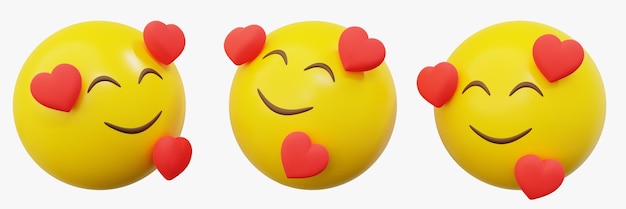 3d emoticon or smiley feeling loved emoji with love symbol yellow ball emoji
