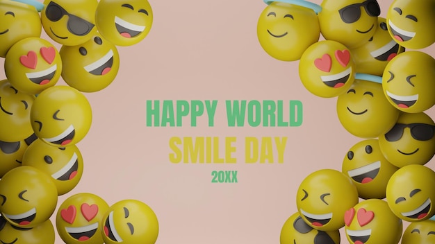 PSD 3d emoticon world smile day event banner premium psd