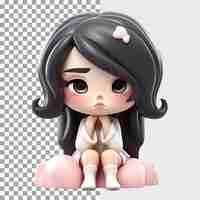 PSD 3d emotional sad girl character