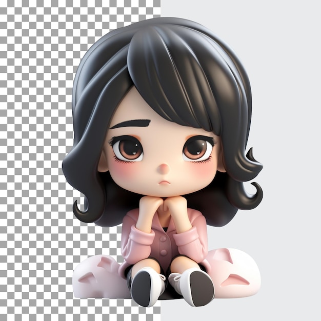 PSD 3d emotional sad girl character