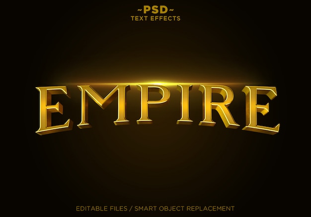 Testo modello 3d empire gold effects