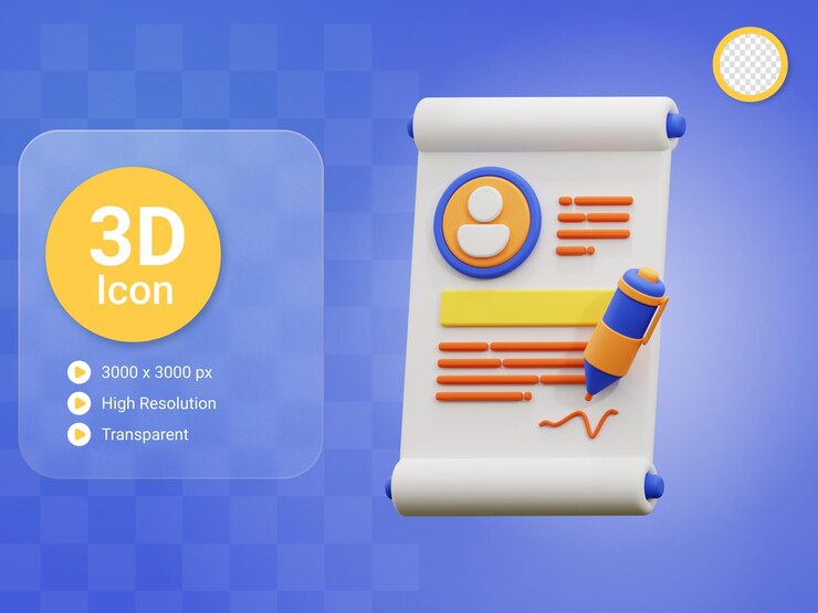 PSD 3d employment contract icon