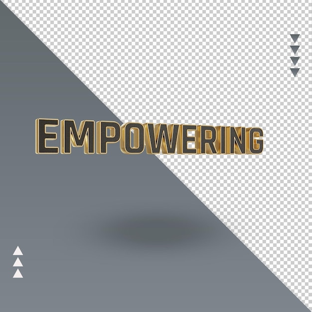 3d empowering black gold icon rendering left view
